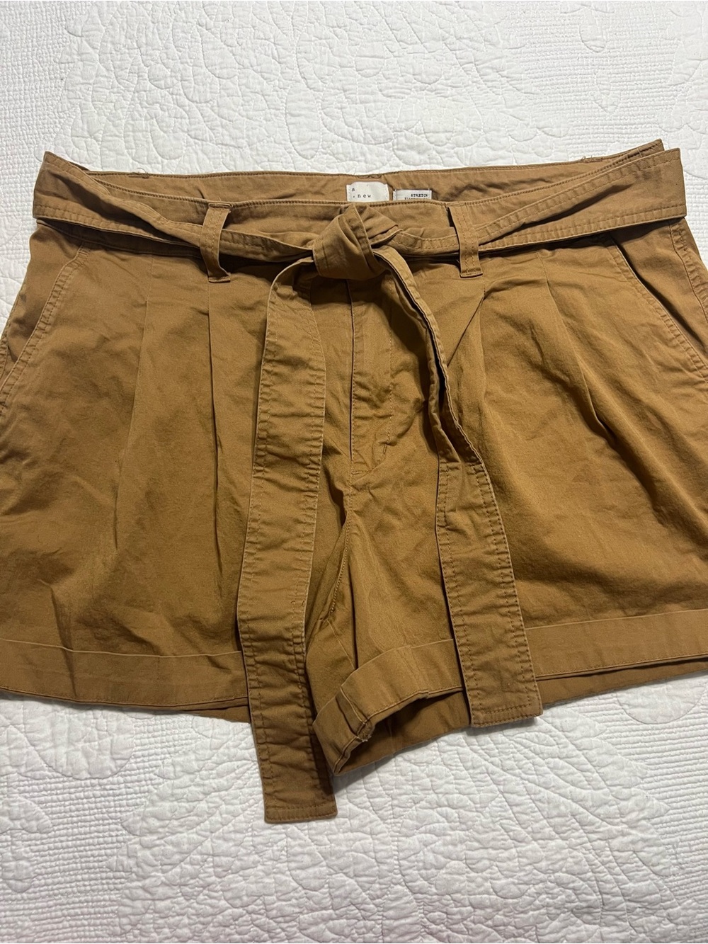 A New Day Brown Belted High Rise Casual Shorts Size 18 Stretch # 534